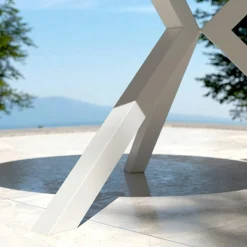 Table de jardin ronde en aluminium et céramique 6 places (D120 cm) Kore Blanc