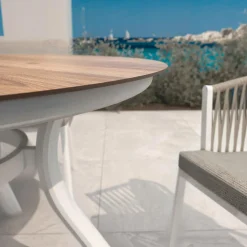Table de jardin ronde en aluminium 6 places (D120 cm) Amalfi Blanc