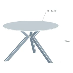 Table de jardin ronde en aluminium et céramique 6 places (D120 cm) Kore Gris anthracite