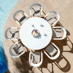 Table de jardin ronde en aluminium 8 places (D149 cm) Monte Carlo Blanc