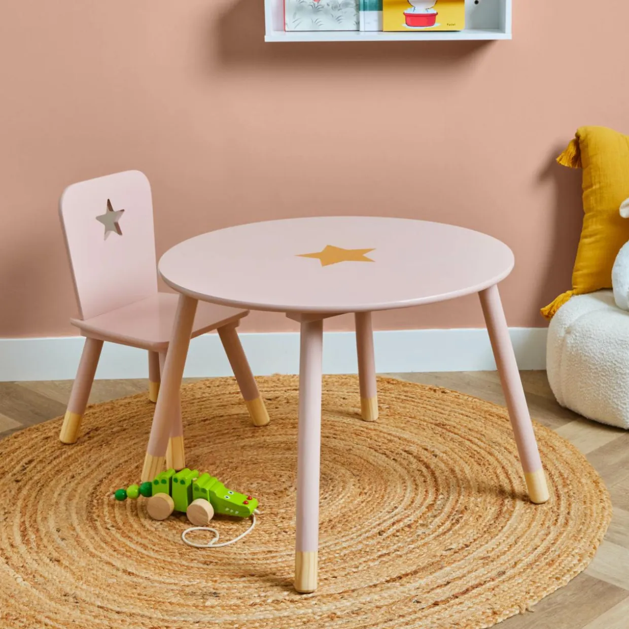 Table enfant bois (H44 cm) Stars Rose