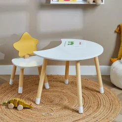 Table et 1 chaise enfant bois (H44 cm) Stars Blanc