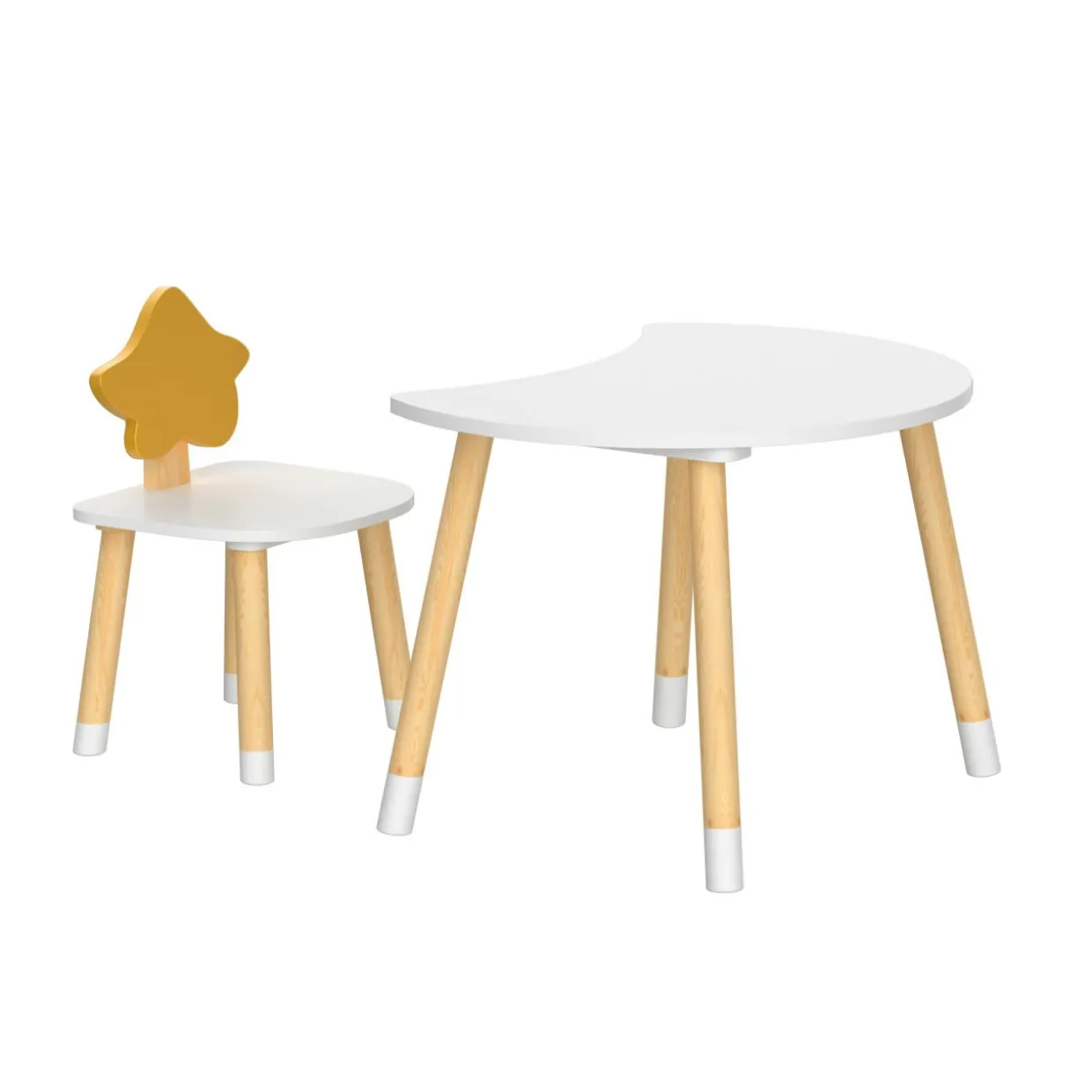 Table et 1 chaise enfant bois (H44 cm) Stars Blanc
