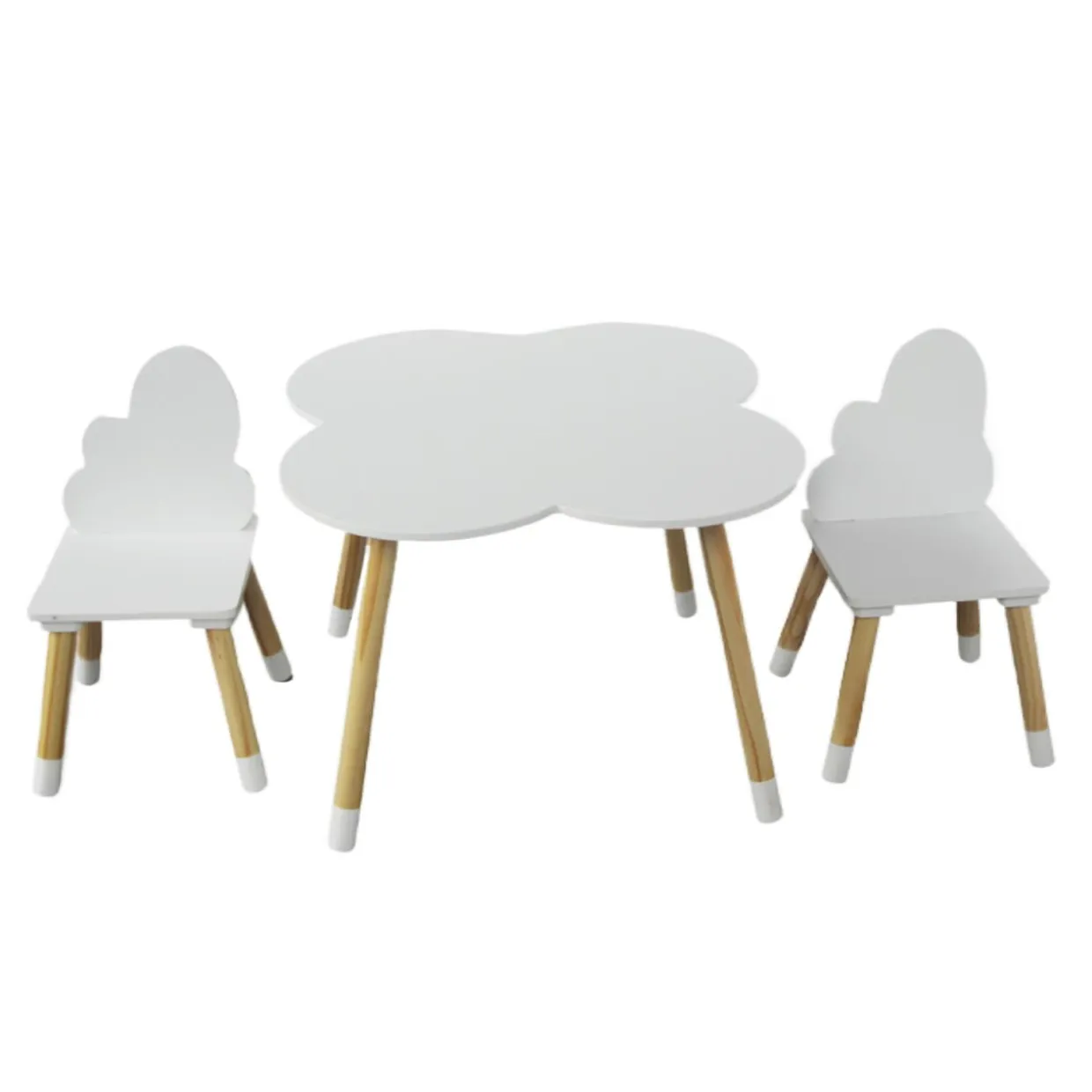 Table et 2 chaises enfant bois nuage (H44 cm) Lilou Blanc