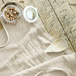 Tablier avec poches gaze de coton Gaïa Beige pampa