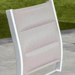 Tabouret de jardin aluminium empilable Murano Blanc et taupe