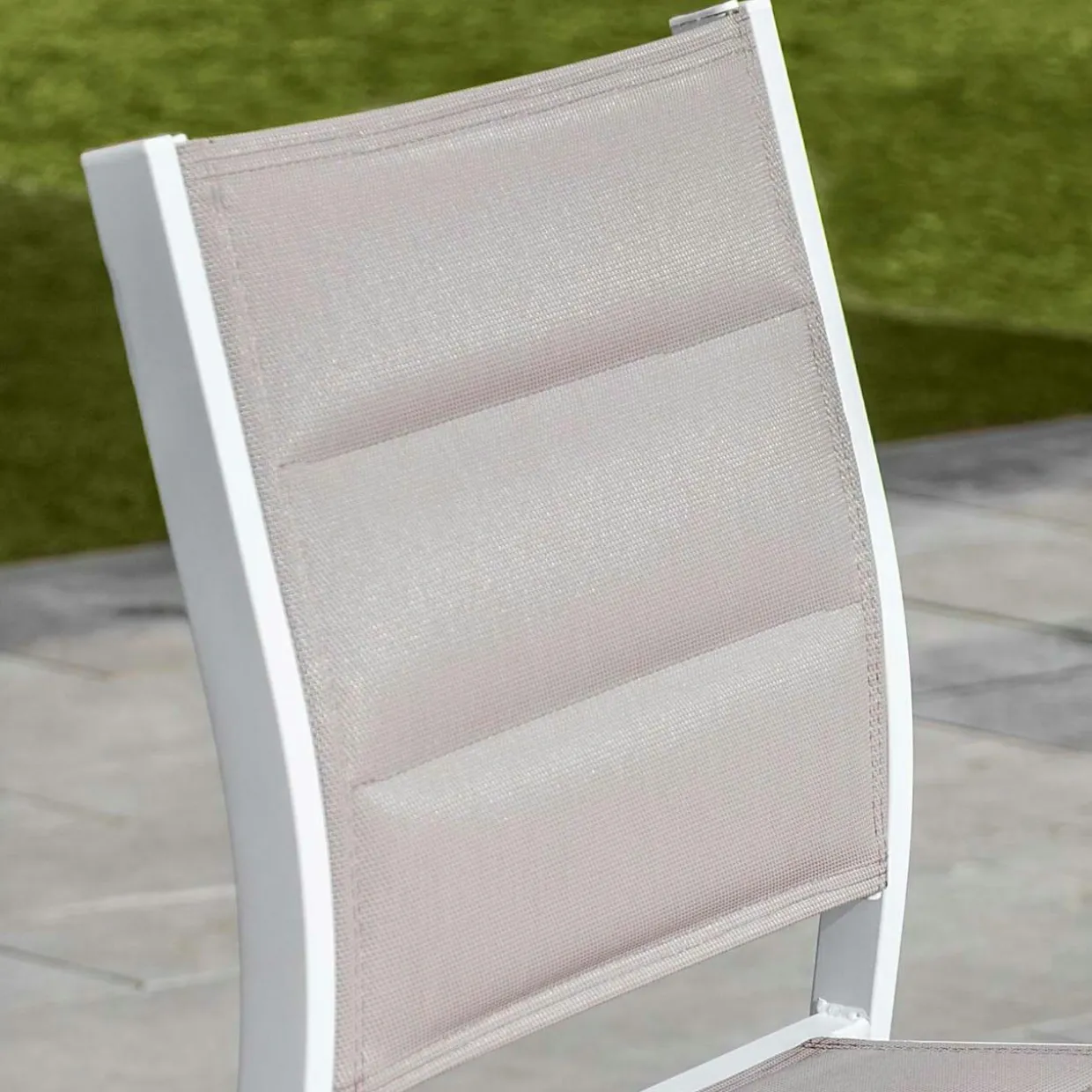 Tabouret de jardin aluminium empilable Murano Blanc et taupe
