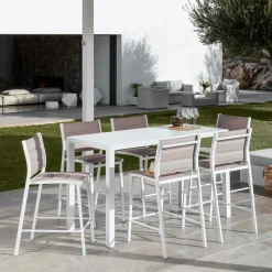 Tabouret de jardin aluminium empilable Murano Blanc et taupe