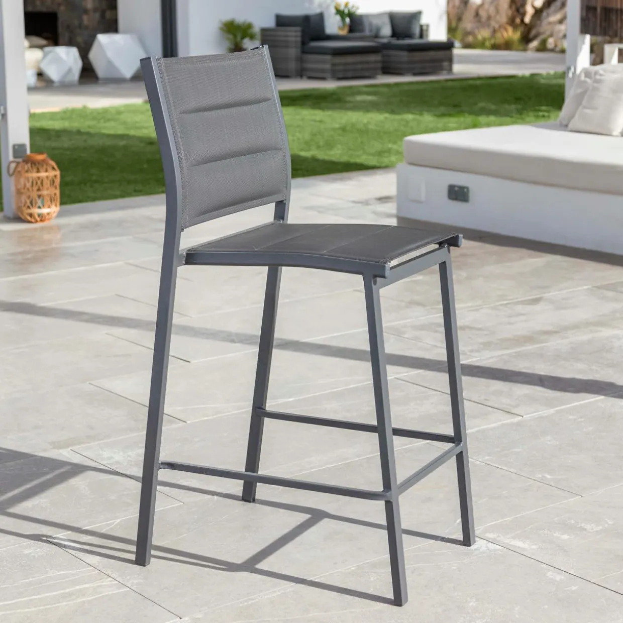 Tabouret de jardin aluminium empilable Murano Gris anthracite