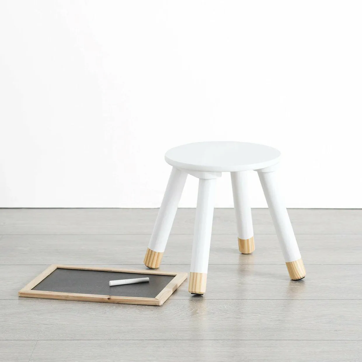 Tabouret enfant bois (H24 cm) Douceur Blanc