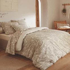 Taie de traversin coton lavé (L200 cm) Séréna Beige