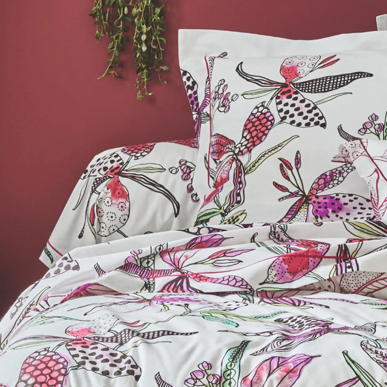 Taie de traversin coton (L200 cm) Pénélope Rose
