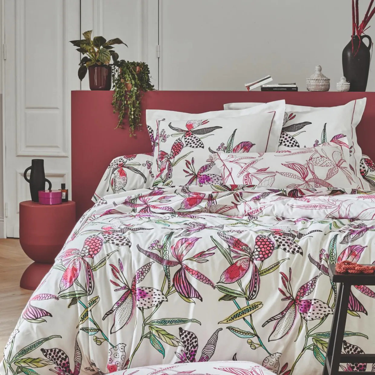 Taie de traversin coton (L200 cm) Pénélope Rose