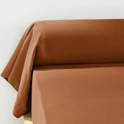 Taie de traversin flanelle de coton (L185 cm) Nina Terracotta