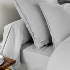Taie de traversin flanelle de coton (L185 cm) Théa Gris clair