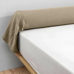 Taie de traversin gaze de coton (L185 cm) Gaïa Ficelle
