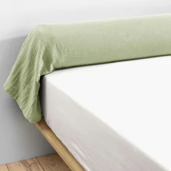 Taie de traversin gaze de coton (L185 cm) Gaïa Vert tilleul