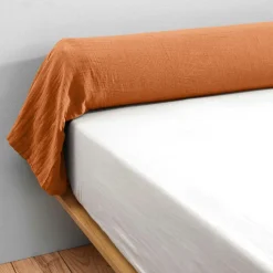 Taie de traversin gaze de coton (L185 cm) Gaïa Abricot