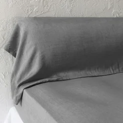 Taie de traversin lyocell Tencel™ lavé (27 x 185 cm) Olivia Gris granit