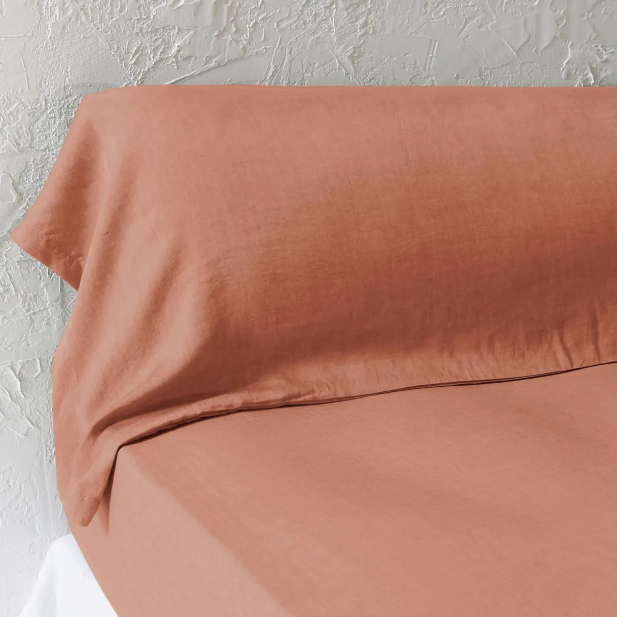 Taie de traversin lyocell Tencel™ lavé (27 x 185 cm) Olivia Terracotta