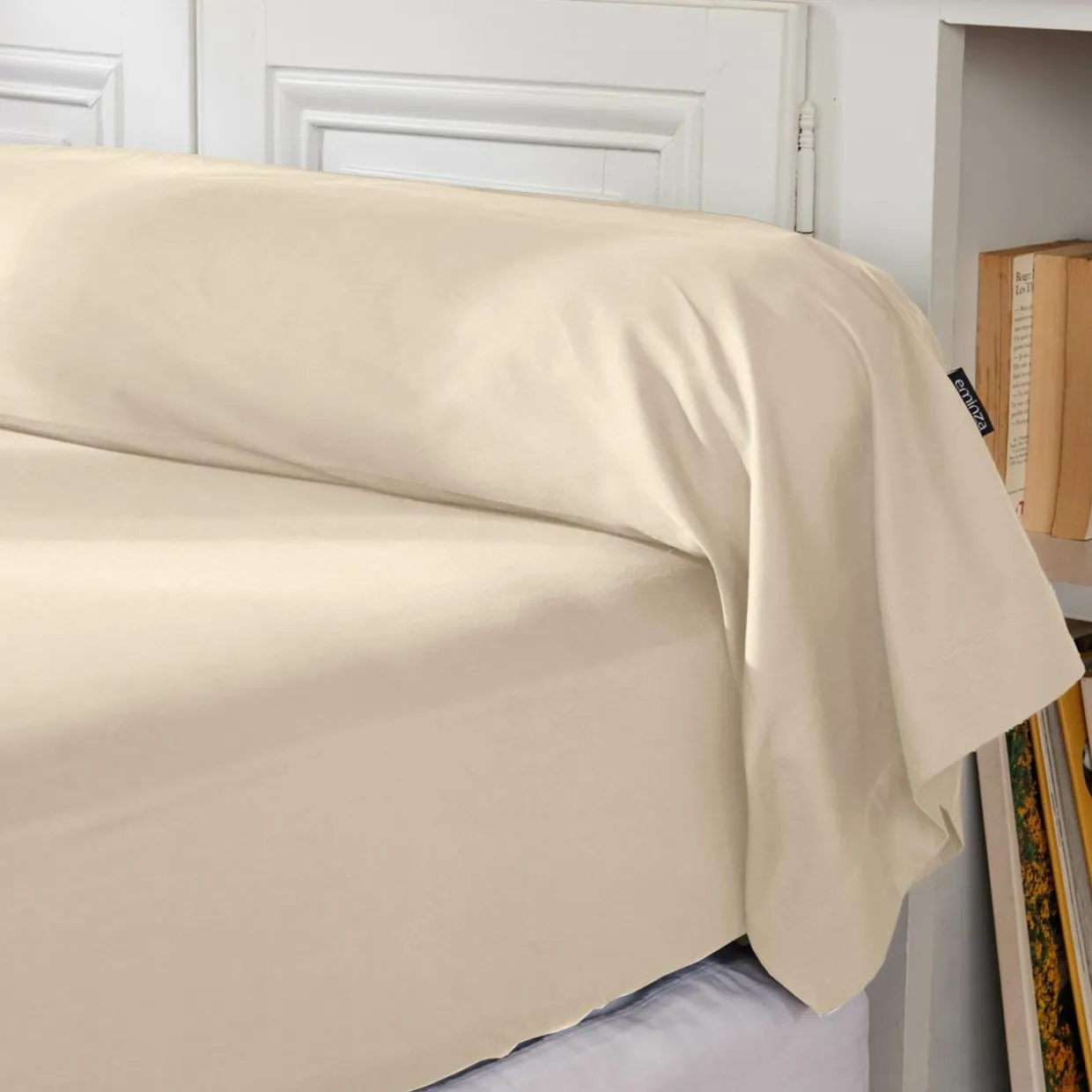 Taie de traversin percale de coton (L185 cm) Cali Beige