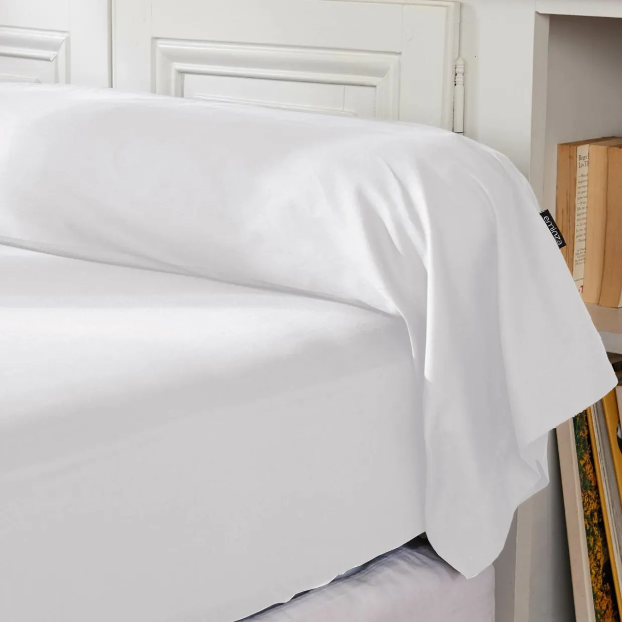 Taie de traversin percale de coton (L185 cm) Cali Blanc