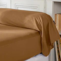 Taie de traversin percale de coton (L185 cm) Cali Camel