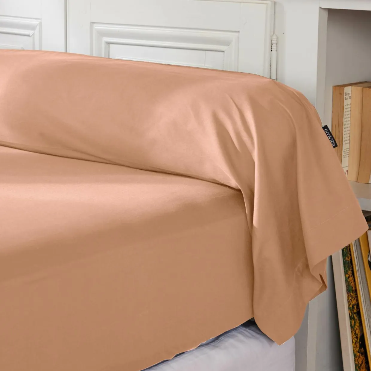 Taie de traversin percale de coton (L185 cm) Cali Rose pêche