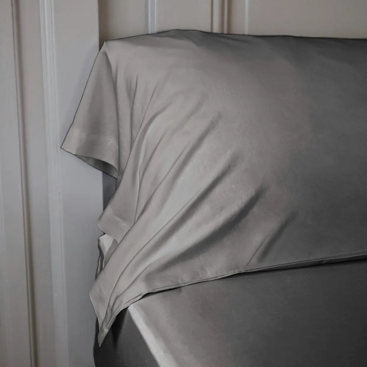 Taie de traversin satin de bambou (L185 cm) Sienna Gris granit