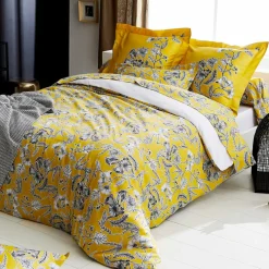 Taie de traversin satin de coton (L200 cm) Botanic Jaune