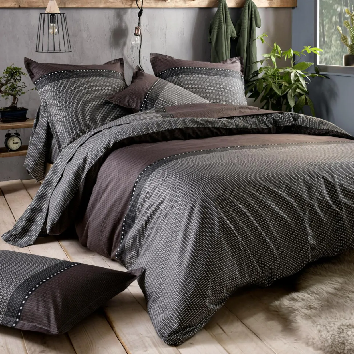 Taie de traversin satin de coton (L200 cm) Enzo Noire