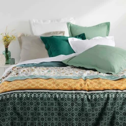 Taie d'oreiller carrée coton bio (63 x 63 cm) Biolina Vert émeraude