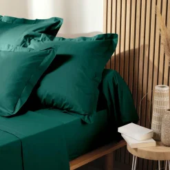 Taie d'oreiller carrée coton bio (63 x 63 cm) Biolina Vert émeraude