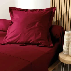 Taie d'oreiller carrée coton bio (63 x 63 cm) Biolina Bordeaux