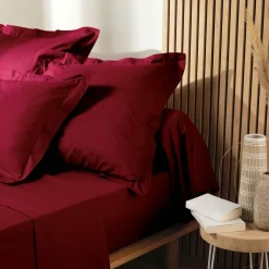 Taie d'oreiller carrée coton bio (63 x 63 cm) Biolina Bordeaux