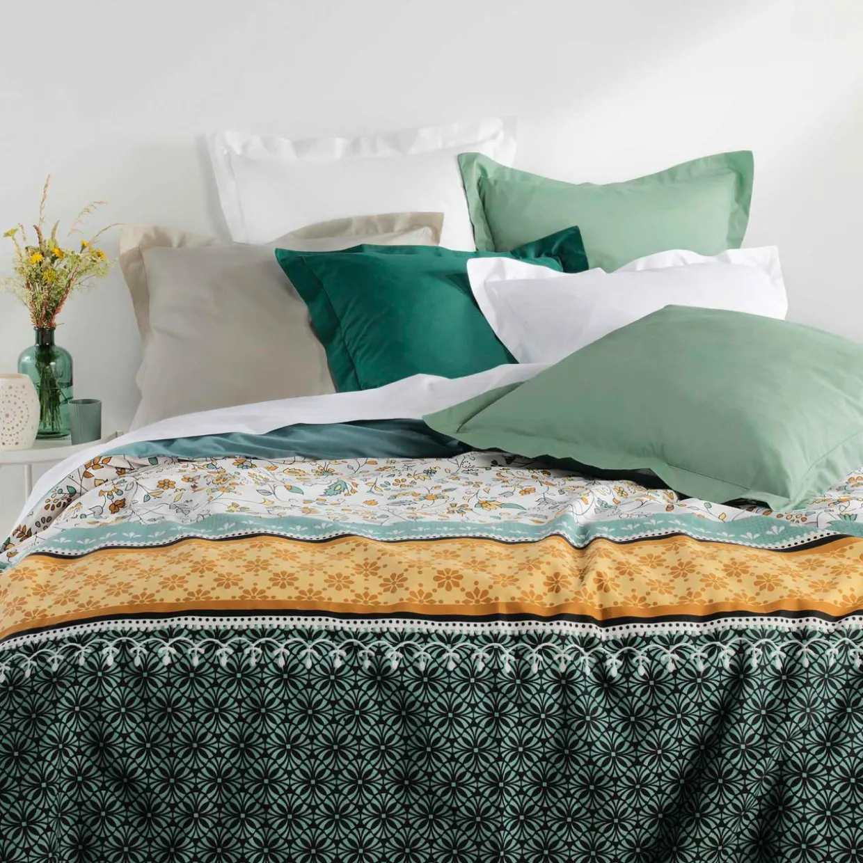 Taie d'oreiller carrée coton bio (63 x 63 cm) Biolina Vert sauge