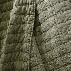 Taie d'oreiller carrée coton (60 x 60 cm) Lena Vert romarin