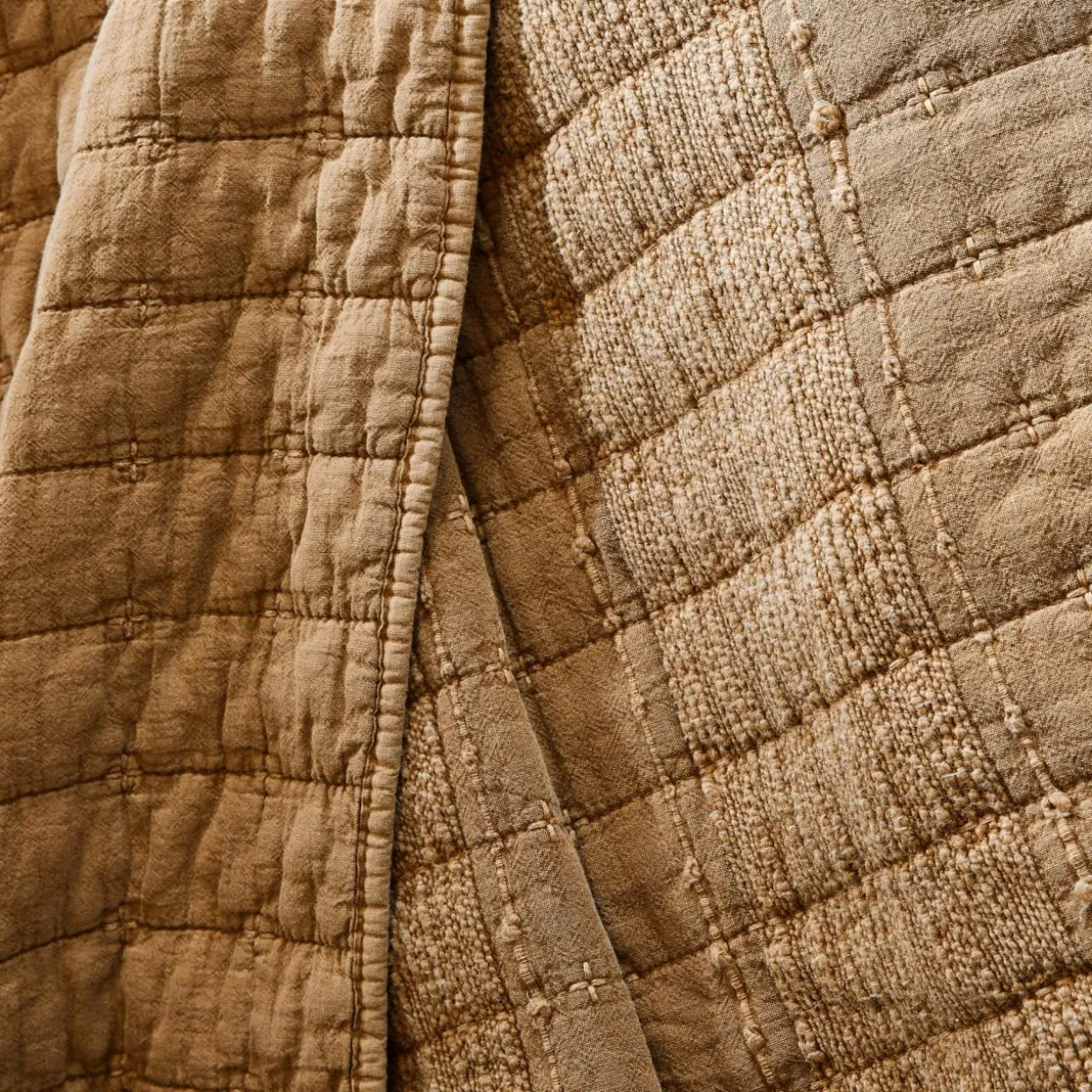 Taie d'oreiller carrée coton (60 x 60 cm) Lena Camel