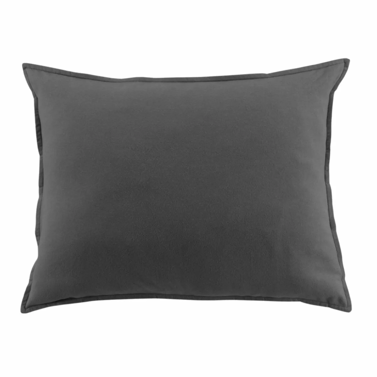 Taie d'oreiller carrée flanelle de coton (80 x 80 cm) Nina Gris anthracite