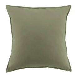 Taie d'oreiller carrée flanelle de coton (80 x 80 cm) Nina Vert romarin