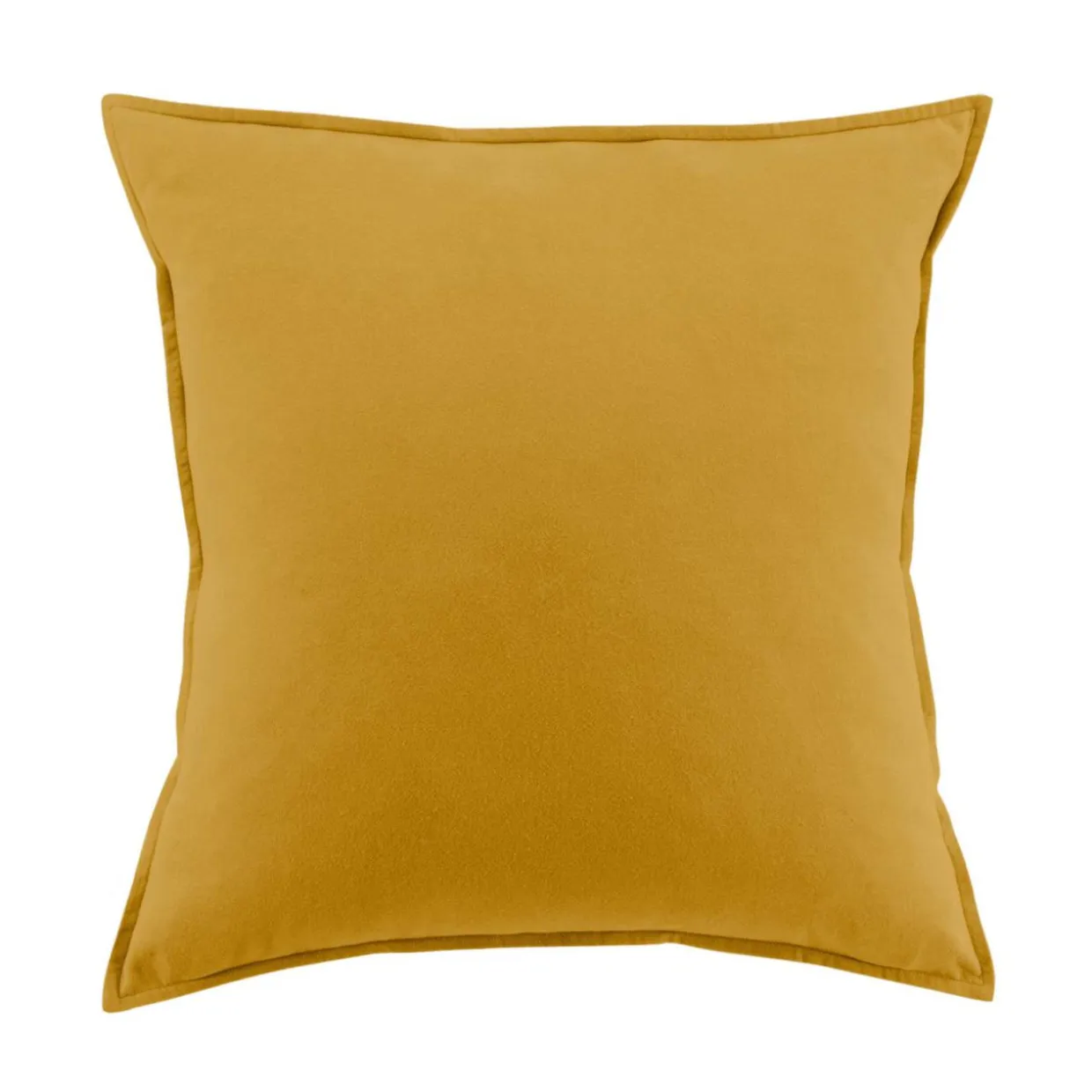 Taie d'oreiller carrée flanelle de coton (63 x 63 cm) Nina Jaune ocre