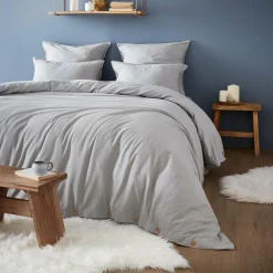 Taie d'oreiller carrée flanelle de coton (63 x 63 cm) Théa Gris clair