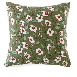 Taie d'oreiller carrée gaze de coton (60 x 60 cm) Gaïa marguerite Vert romarin