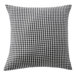 Taie d'oreiller carrée gaze de coton (60 x 60 cm) Gaïa vichy Noire