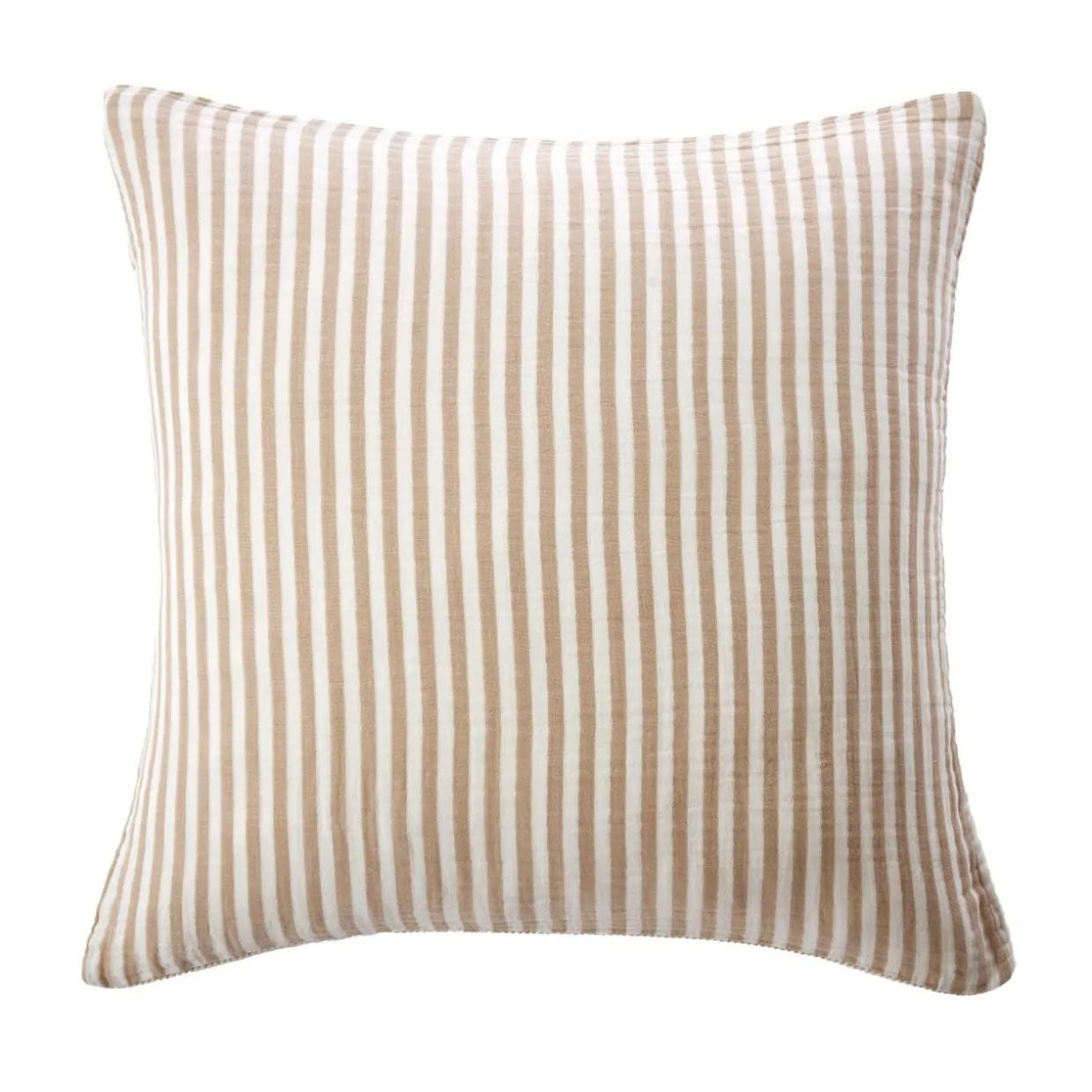 Taie d'oreiller Carrée gaze de coton (80 x 80 cm) Gaïa rayures Ficelle