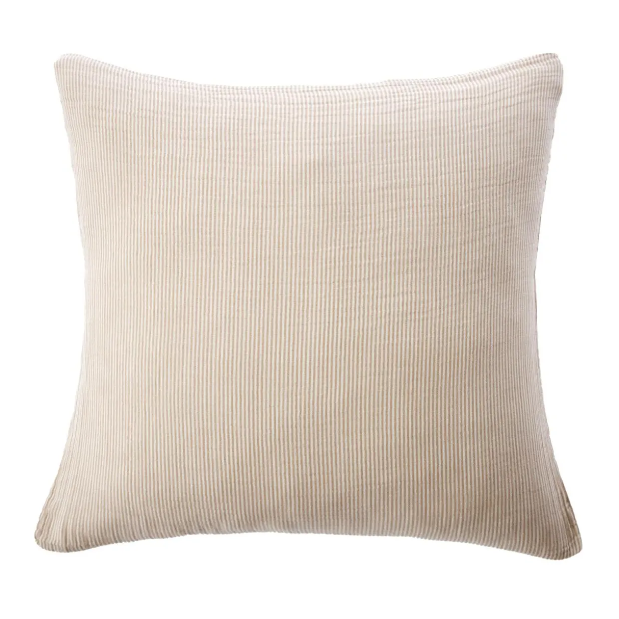 Taie d'oreiller Carrée gaze de coton (80 x 80 cm) Gaïa rayures Ficelle