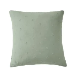 Taie d'oreiller carrée gaze de coton (60 x 60 cm) Gaïa Boho Vert eucalyptus