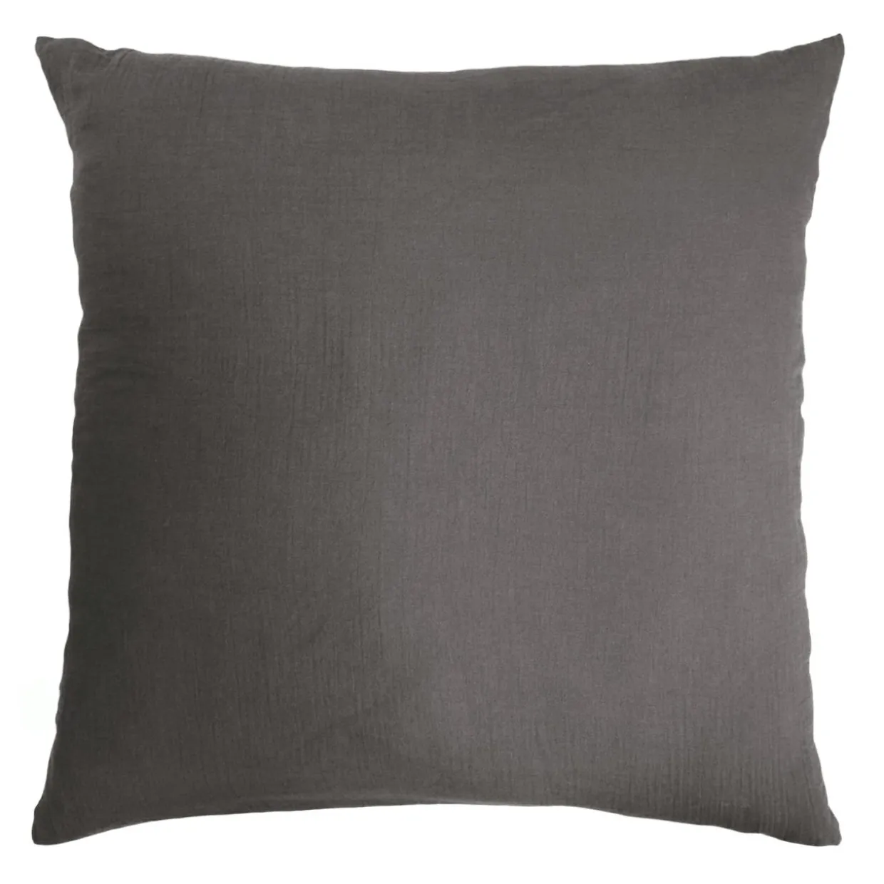 Taie d'oreiller carrée gaze de coton (60 x 60 cm) Gaïa Gris granit