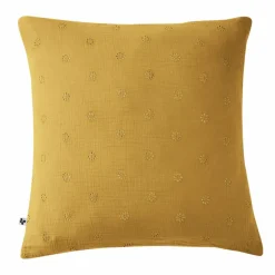 Taie d'oreiller carrée gaze de coton (60 x 60 cm) Gaïa Boho Jaune safran