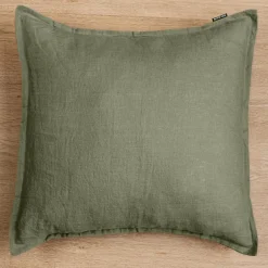 Taie d'oreiller carrée lin lavé (80 x 80 cm) Louise Vert romarin